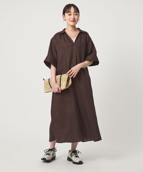 シャツワンピース Tiaclasse シャツワンピース リネンミックススキッパーシャツ