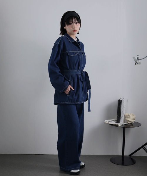 ULYSSES セットアップ 「セットアップ」ベルト付きデニムジャケット