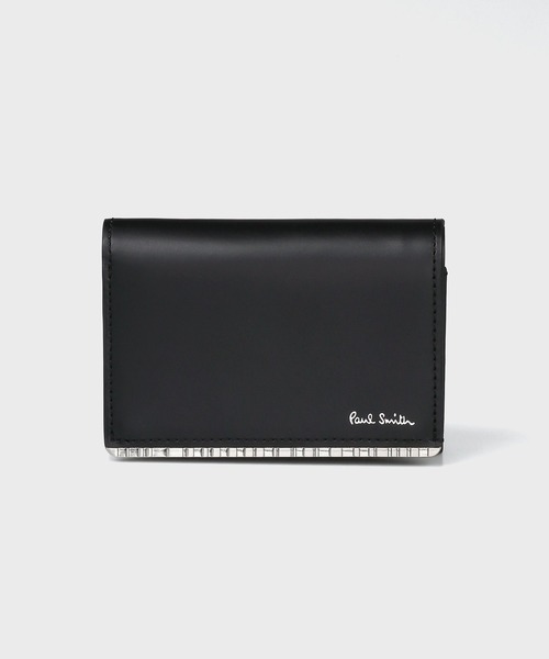 Paul Smith 折り財布 黒 ストライプ Paul Smith（ポール・スミス） 財布 メタルシャドーストライプ 3つ折り