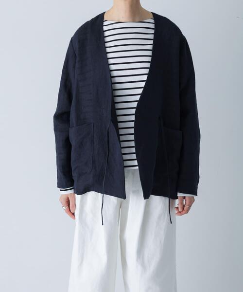 かぐれ ジャケット ノーカラージャケット リネンカシュクール