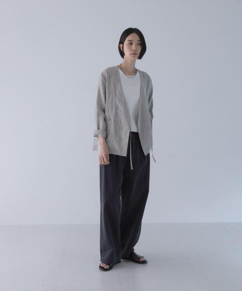 かぐれ ジャケット ノーカラージャケット リネンカシュクール