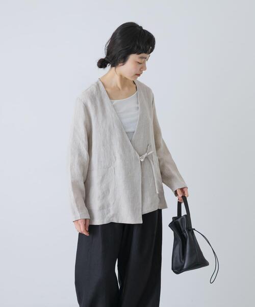 かぐれ ジャケット ノーカラージャケット リネンカシュクール