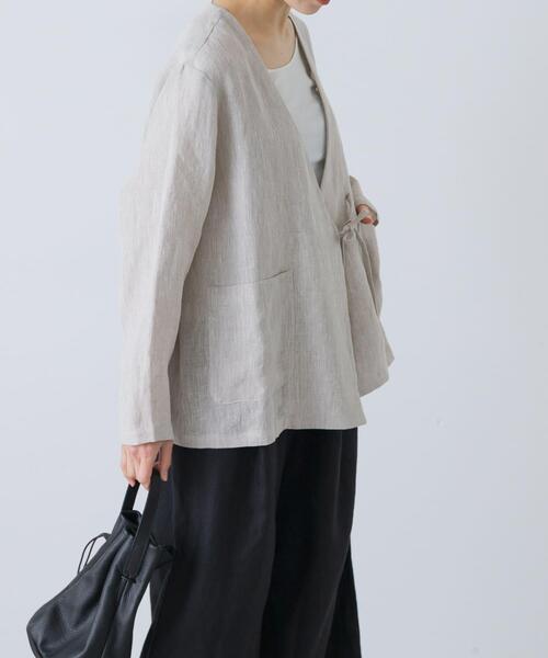 かぐれ ジャケット ノーカラージャケット リネンカシュクール