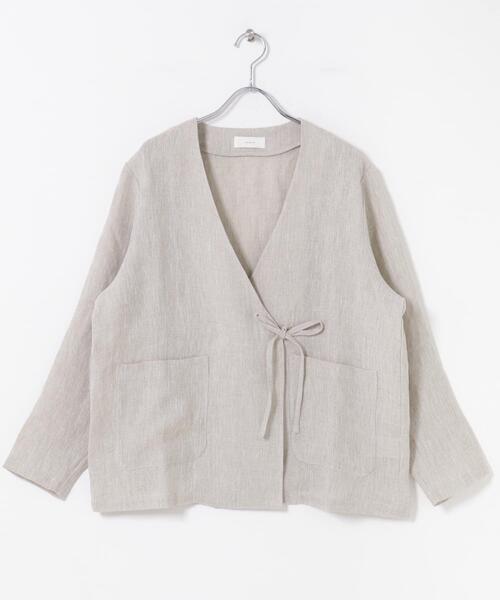 かぐれ ジャケット ノーカラージャケット リネンカシュクール