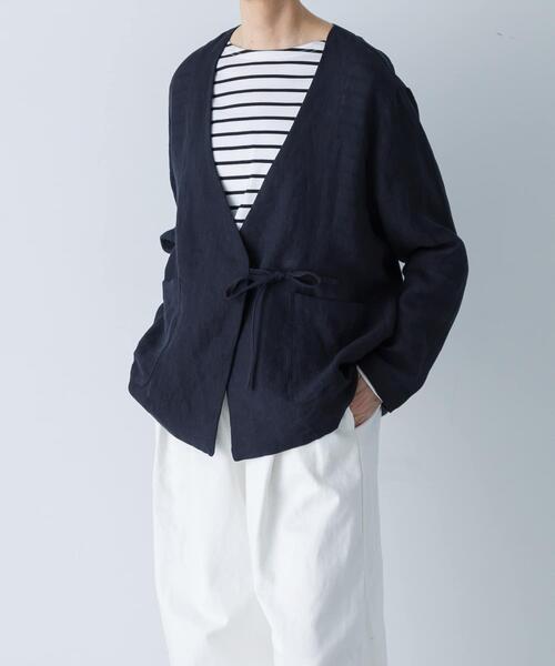 かぐれ ジャケット ノーカラージャケット リネンカシュクール