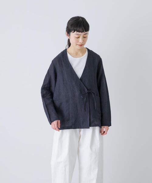 かぐれ ジャケット ノーカラージャケット リネンカシュクール