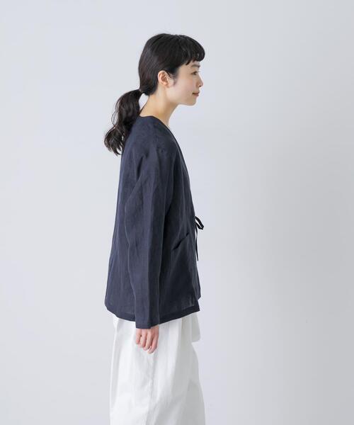 かぐれ ジャケット ノーカラージャケット リネンカシュクール
