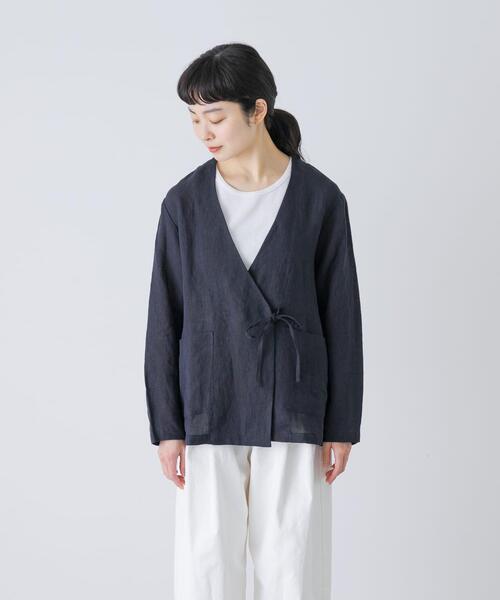 かぐれ ジャケット ノーカラージャケット リネンカシュクール