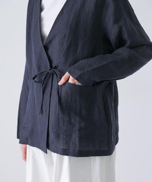 かぐれ ジャケット ノーカラージャケット リネンカシュクール