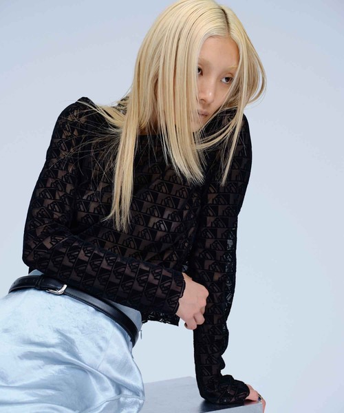 「THINGS THAT MATTER」 長袖カットソー FREE ブラック×ホワイト レディース_画像2