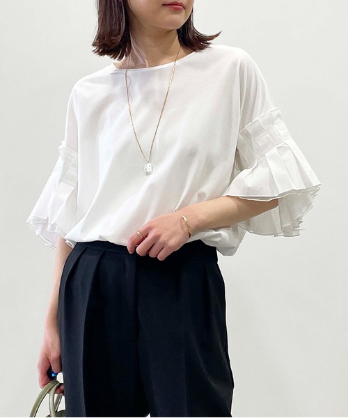 「LUGIVA」 半袖カットソー M オフホワイト レディース_画像2