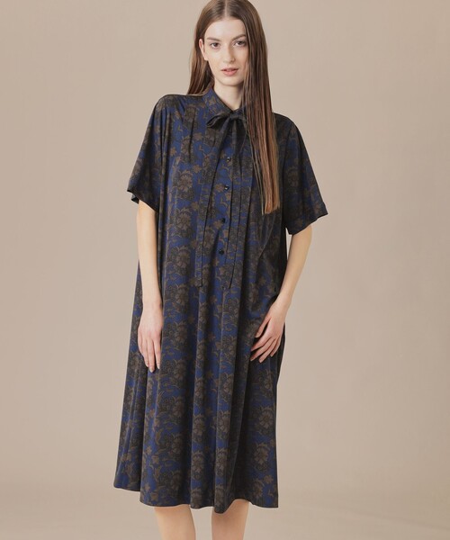 マッキントッシュロンドン　ハートプリント ティアードワンピース　ネイビー MACKINTOSH LONDON（マッキントッシュ ロンドン） 半袖ワンピース 40