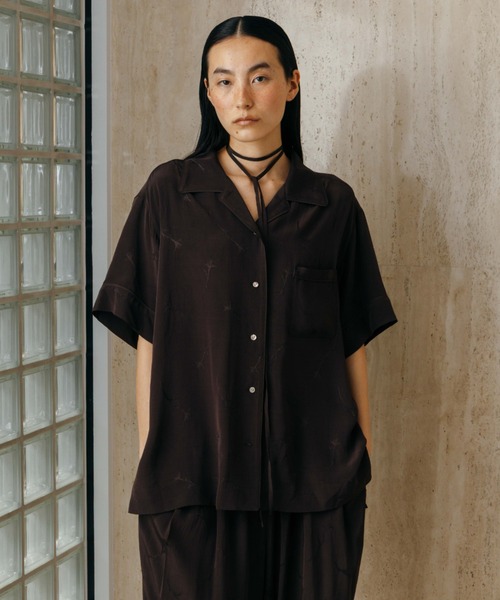 CREDONA SATIN JQ SHIRTS 半袖シャツ CREDONA（クレドナ） ブラウス シャツ 半袖 SATIN JQ SHIRTS/サテン