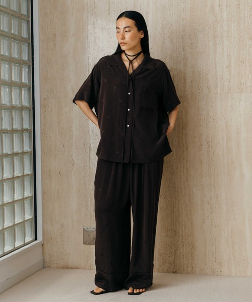 CREDONA（クレドナ） ブラウス シャツ 半袖 SATIN JQ SHIRTS/サテン