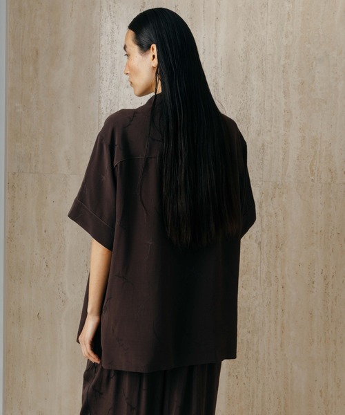CREDONA（クレドナ） ブラウス シャツ 半袖 SATIN JQ SHIRTS/サテン
