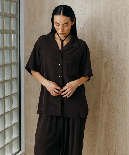 CREDONA（クレドナ） ブラウス シャツ 半袖 SATIN JQ SHIRTS/サテン