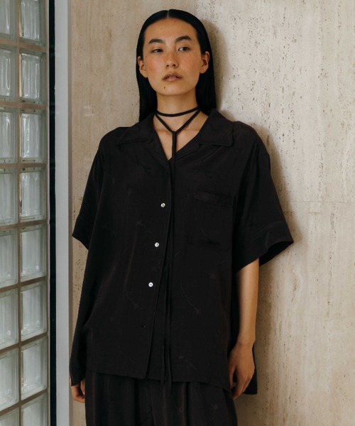 CREDONA（クレドナ） ブラウス シャツ 半袖 SATIN JQ SHIRTS/サテン