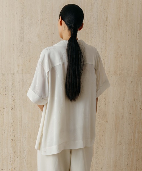 CREDONA（クレドナ） ブラウス シャツ 半袖 SATIN JQ SHIRTS/サテン