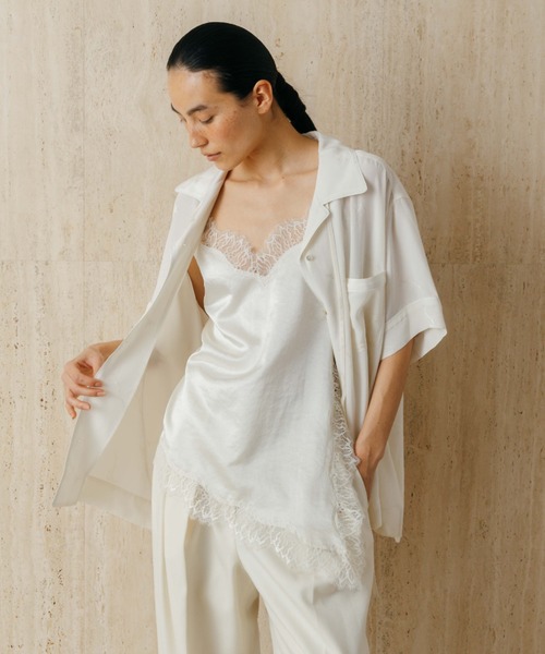 CREDONA SATIN JQ SHIRTS 半袖シャツ CREDONA（クレドナ） ブラウス シャツ 半袖 SATIN JQ SHIRTS/サテン