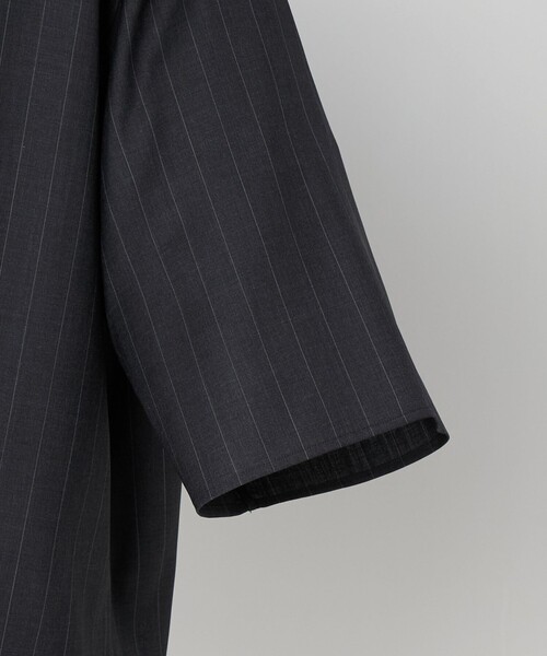シャツ 「LOEFF」トロピカルウール ショートスリーブ シャツ ピンストライプ MENS メンズの画像