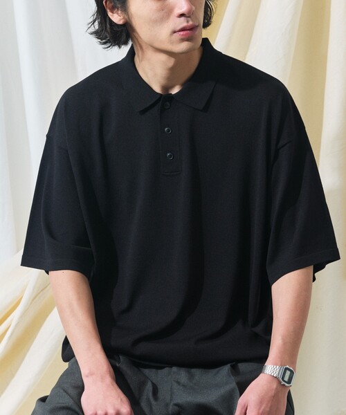 「FREAK'S STORE」 半袖ニット LARGE ブラック メンズ_画像7