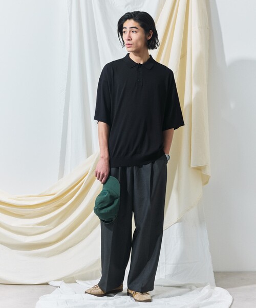 「FREAK'S STORE」 半袖ニット LARGE ブラック メンズ_画像8