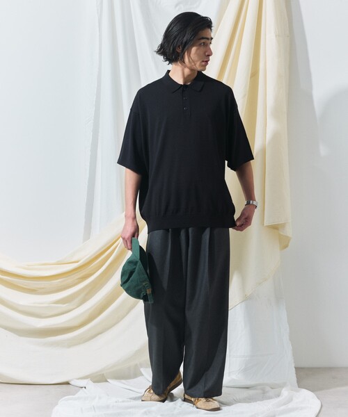 「FREAK'S STORE」 半袖ニット LARGE ブラック メンズ_画像9