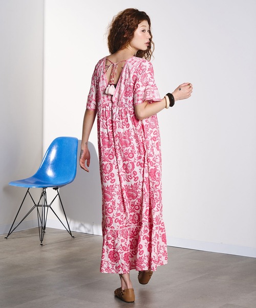 HLAADA ワンピース 半袖 HLAADA for ROSEBUD/FLOWER PRINT DRESS