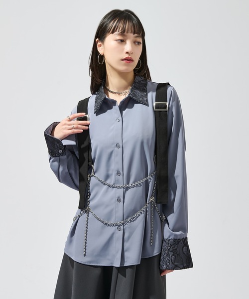「Ellno de Mavie」 長袖シャツ FREE グレイッシュベージュ レディース_画像5