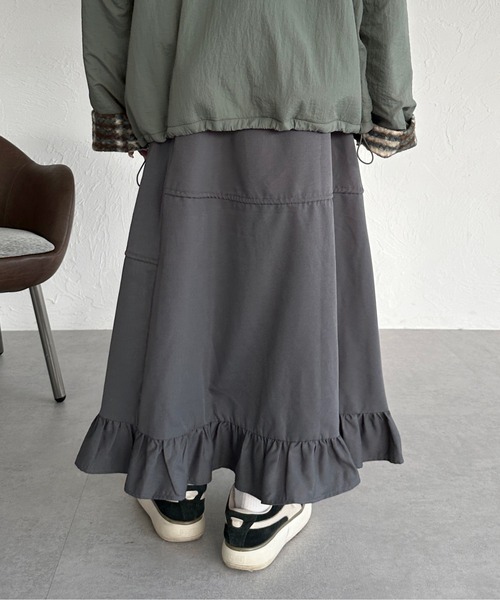 「kutir」 ロングスカート MEDIUM ネイビー レディース_画像2