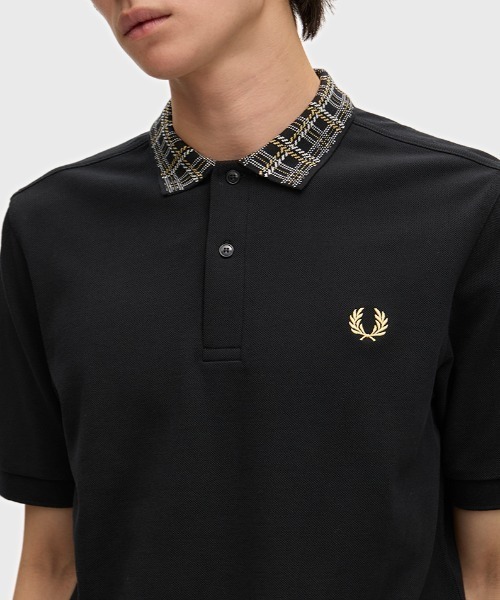 フレッドペリー 格子柄 グリッドチェック ポロシャツ ロゴ刺繍 L FRED PERRY（フレッドペリー） ポロシャツ 半袖 「ZOZO ＆ ONLINESHOP
