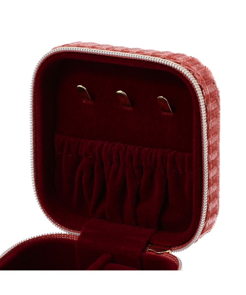 Francfranc メイリー　レッド ベルベット アクセサリーケース Francfranc（フランフラン） 収納 ストライプベロア トラベル