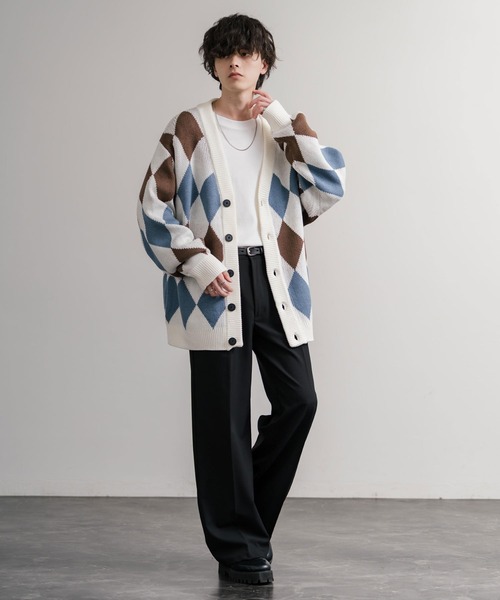 Rocky Monroe（ロッキーモンロー） カーディガン オーバーサイズ 総柄V