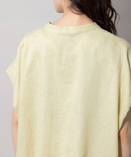 146t*美品 120%lino リネン フレンチスリーブ オープンカラーシャツ 146t*美品 120%lino リネン フレンチスリーブ オープンカラー