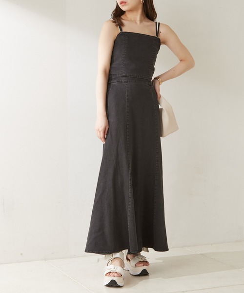 Chico（チコ） ワンピース デニムバック細リボンマルチウェイキャミ