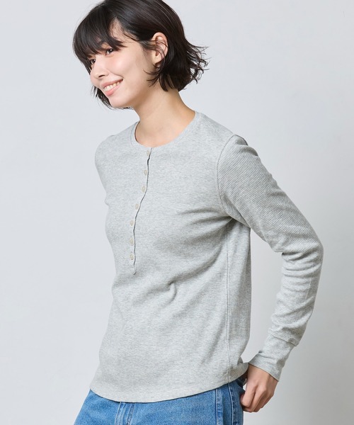 L.L.Bean（エルエルビーン） ヘンリーネック tシャツ ワッフル・ニット