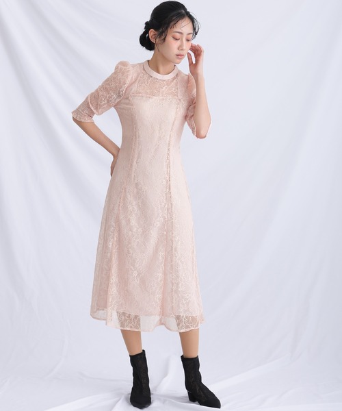 atlo（アトロ） ドレス ロング＆七分袖フォーマルドットチュール