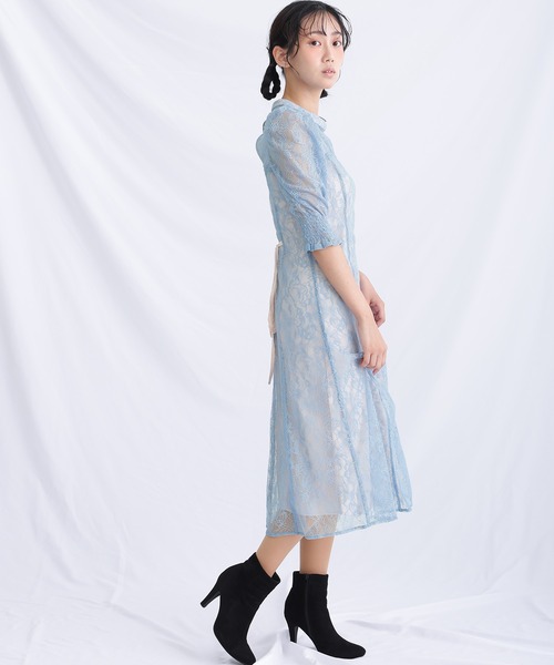 atlo（アトロ） ドレス ロング＆七分袖フォーマルドットチュール