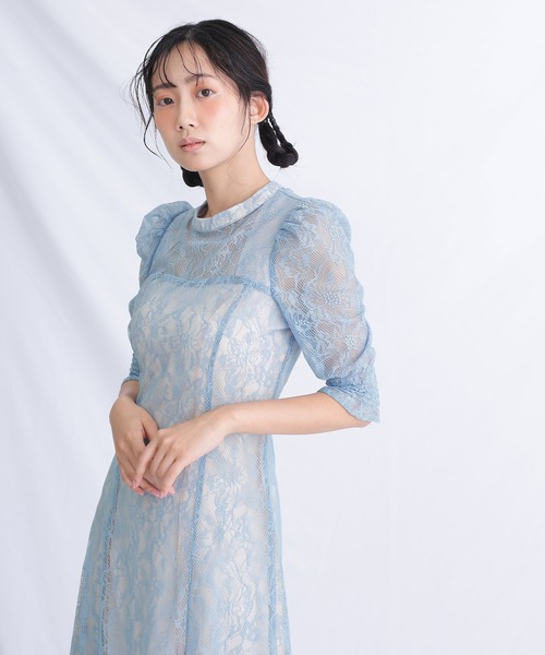 atlo（アトロ） ドレス ロング＆七分袖フォーマルドットチュール