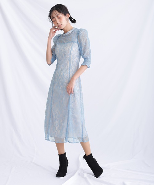 atlo（アトロ） ドレス ロング＆七分袖フォーマルドットチュール