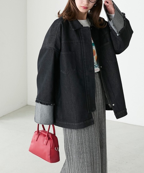  　Gジャン　レディース GYDA デニムジャケット gジャン UNDER SLEEVEラインデニムG