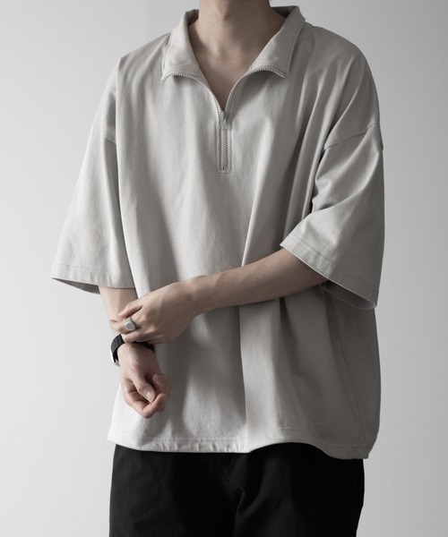 RUUBON tシャツ 「RUUBON」half zip cotton Tee / ハーフジップ