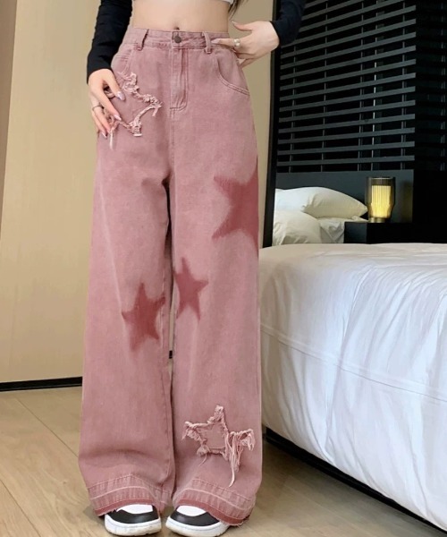 Sibra ジーンズ デニム デニムパンツ スターししゅうデニムパンツ 