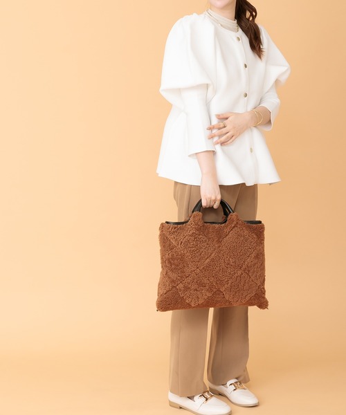 トートバッグ 「 ROBERTA GANDOLFI 」イタリア製 4WAY ボア×レザー トートバッグ レディースの画像