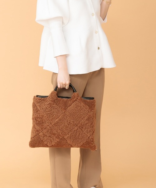 トートバッグ 「 ROBERTA GANDOLFI 」イタリア製 4WAY ボア×レザー トートバッグ レディースの画像