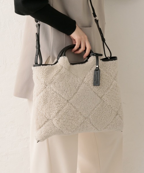 トートバッグ 「 ROBERTA GANDOLFI 」イタリア製 4WAY ボア×レザー トートバッグ レディースの画像