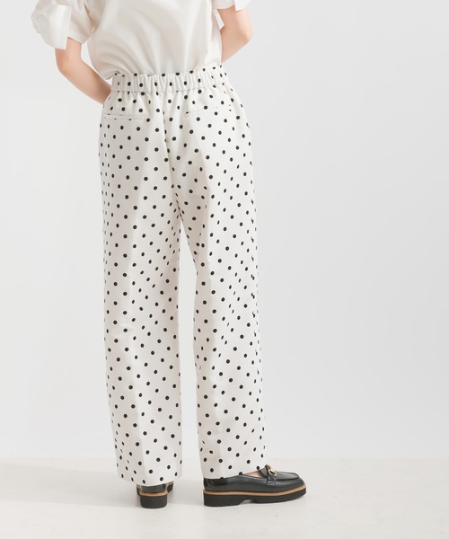 PICCIN PERLA パンツ フロッキードットセミワイドパンツ レディース