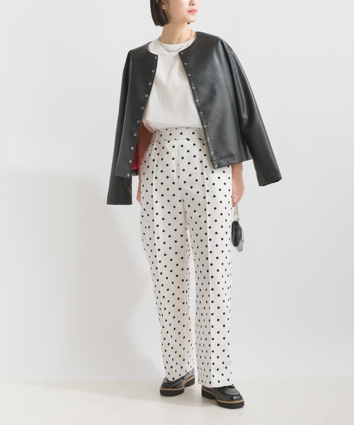 PICCIN PERLA パンツ フロッキードットセミワイドパンツ レディース