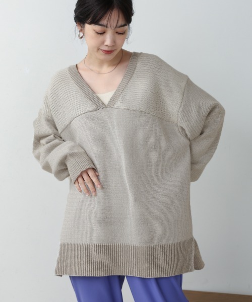 tシャツ デニムライクニットチュニック レディース