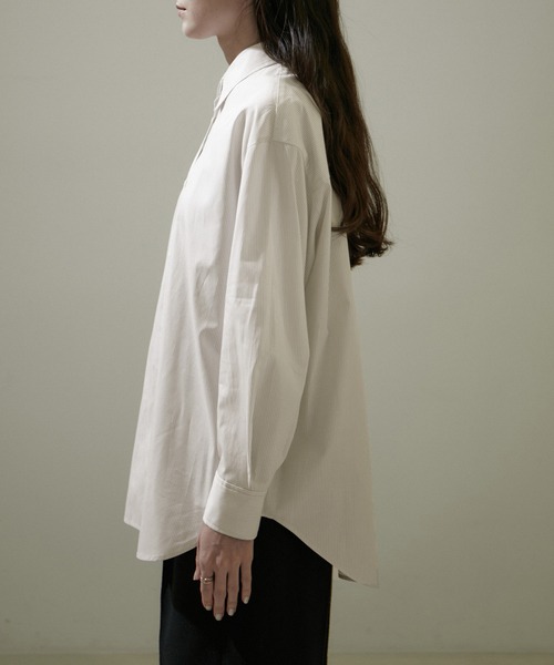 【美品】サロンアダムエロペ　洗える　裾スカラップシャツ　ブラウス　コットン混 SALON adam et rope' ブラウス シャツ 「ZOZOTOWN限定